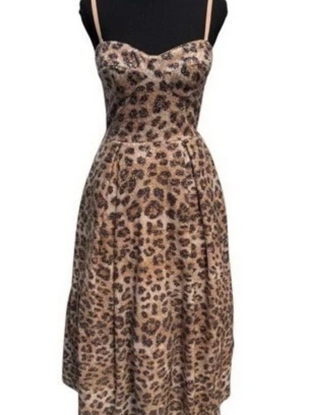 Dress The Population Sequin Strapless Leopard Midi Dress